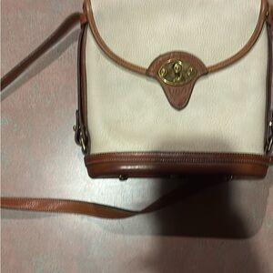 Vintage Dooney and Burke Cream and Brown Leather Shoulder Bag